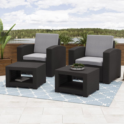 Sezen Wicker 2 - Person Patio Conversation Sets with Cushions