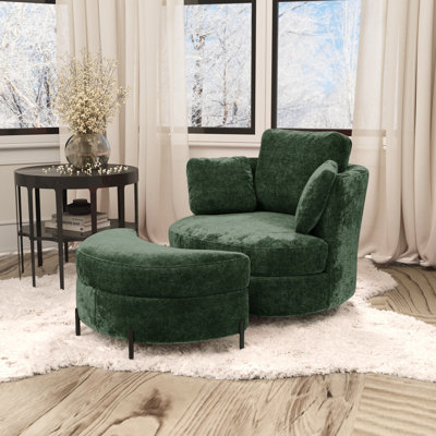 Swivel Accent Chair With Storage Ottoman