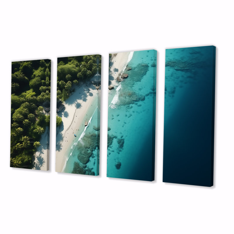 4 pièces d'art mural Relaxing Beach, H 32 po x l 64 po