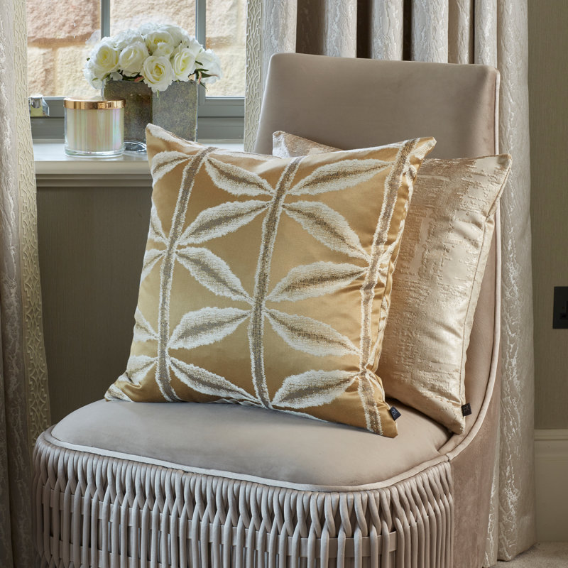 Floral Square Cushion, Opal, Feathers