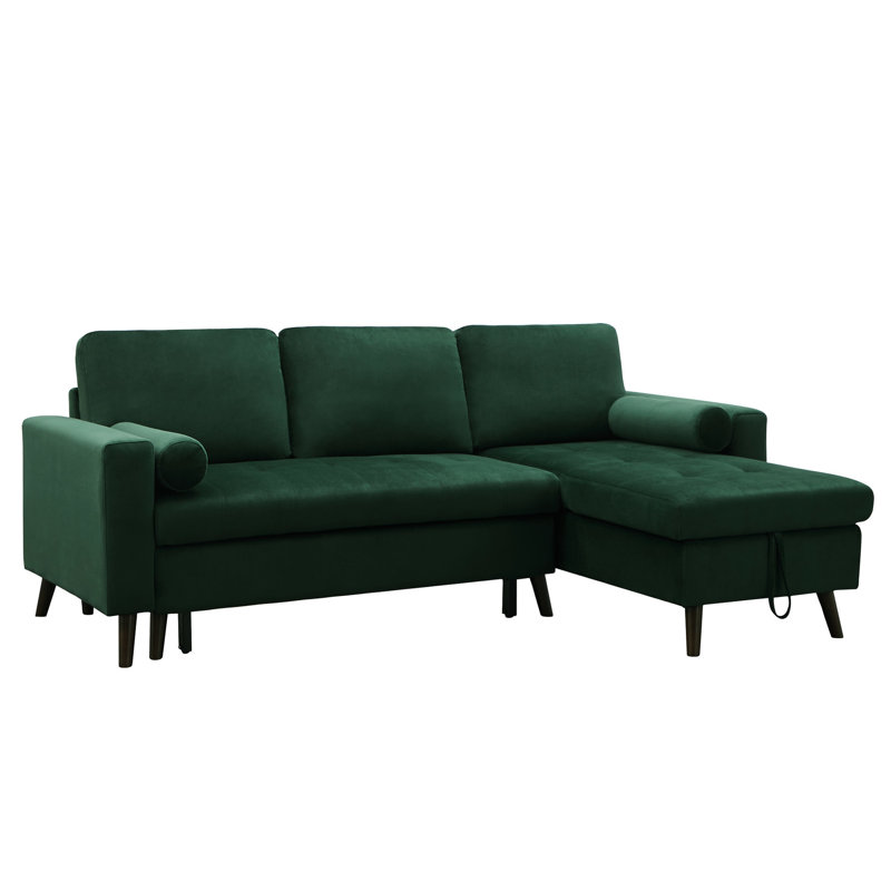Canapé-lit modulaire réversible avec rangement pratique et magnifique velours de 88 pouces de style populaire pour une vie compacte