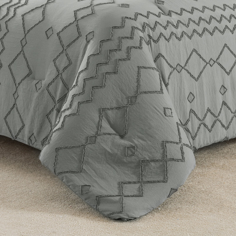 Canobie Comforter, King Comforter + 2 Pillow Shams, Dark Gray