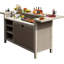 Ensemble de bar d'extérieur pour la maison avec 3 tabourets à hauteur de comptoir avec tablettes et armoire