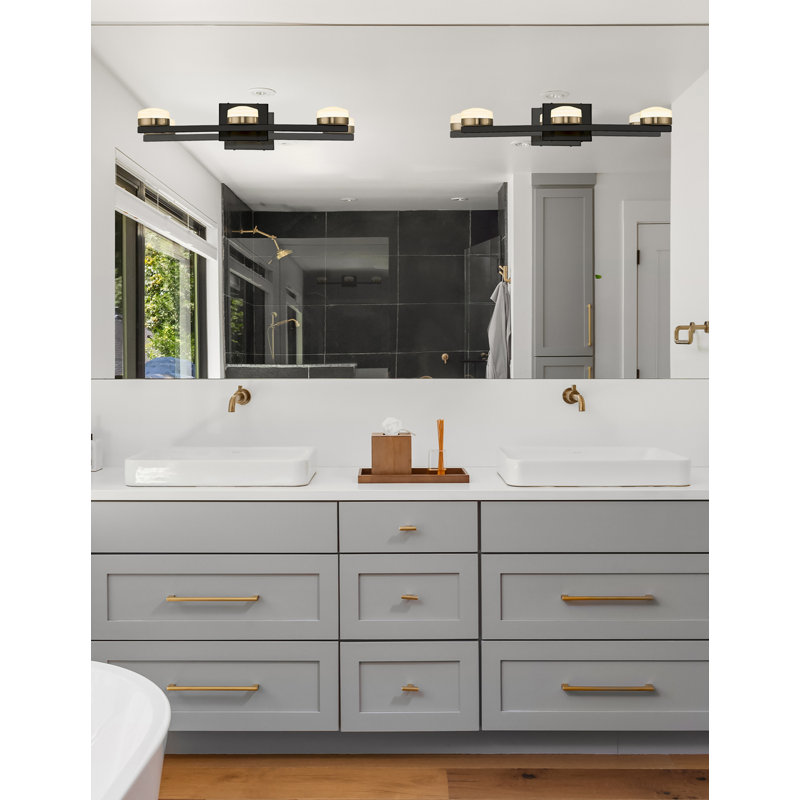 Éclairage à del pour meuble-lavabo 3 lumières à intensité variable Jaymie, Noir mat
