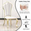Chaise de salle à manger avec pieds en acier inoxydable doré et ensemble de 2 pièces en cuir de polyuréthane blanc-761175457-761175458-761173224