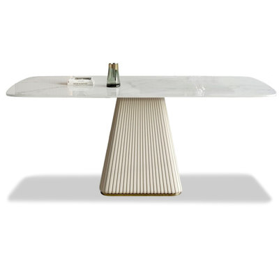 French cream-style sintered stone dining table