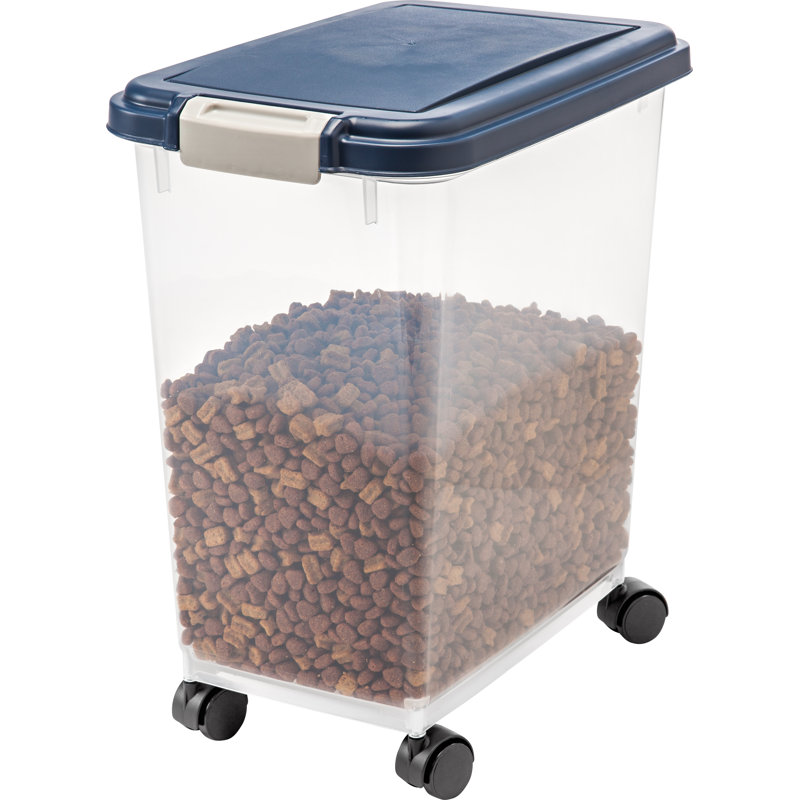 25 Lbs WeatherPro Airtight Small-Pet Food Storage Bin Container with Casters, Navy