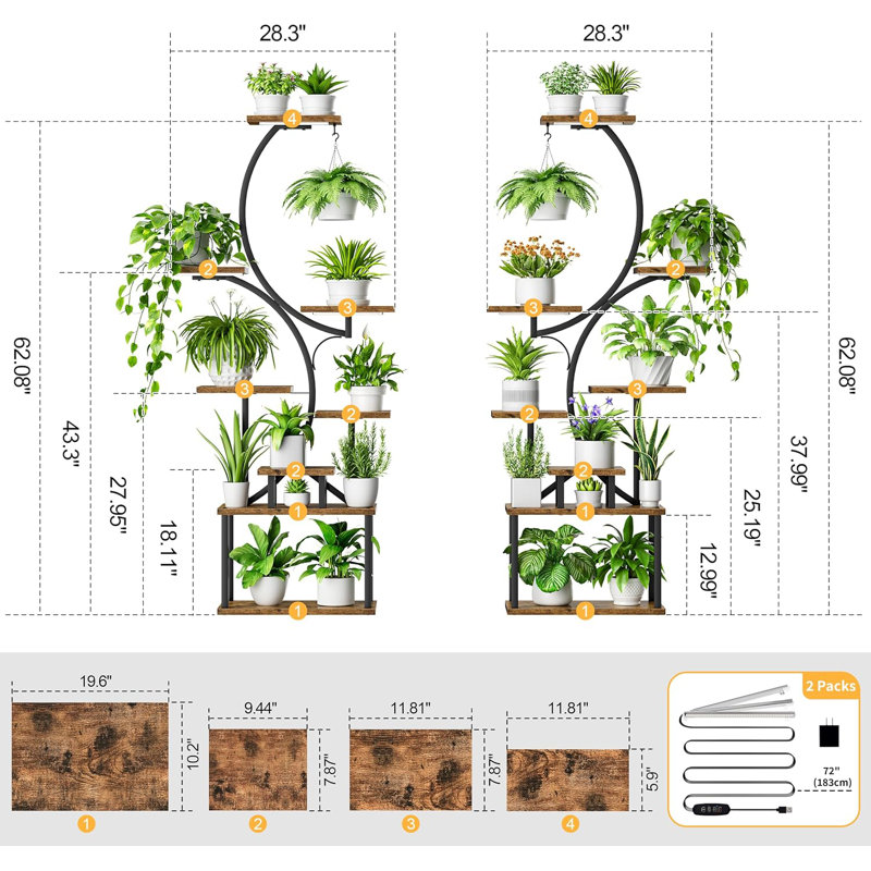 Support pour plante d'intérieur avec lumière de croissance
