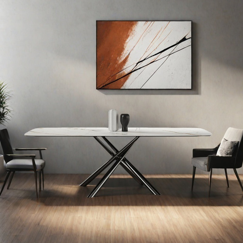 Table de salle à manger en acier inoxydable, H 29,53 po x L 78,74 po x l 39,37 po