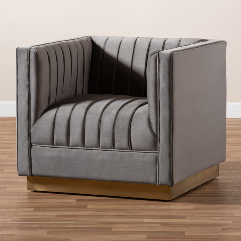 Kurato Velvet Armchair, Grey