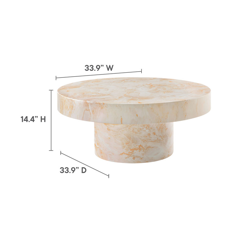 Alora Round Honey Onyx Faux Stone Concrete Coffee Table