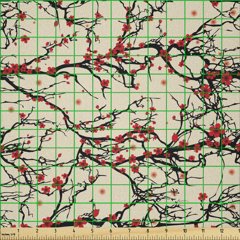 Daud Vivid Japanese Garden Tree Branches Multi-Purpose Fabric