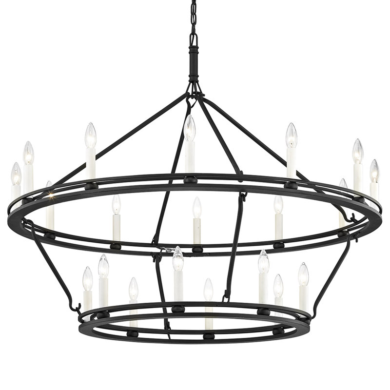 Sutton 20 - Light Dimmable Tiered Chandelier, Textured Black, 110.25" H x 44" W x 44" D