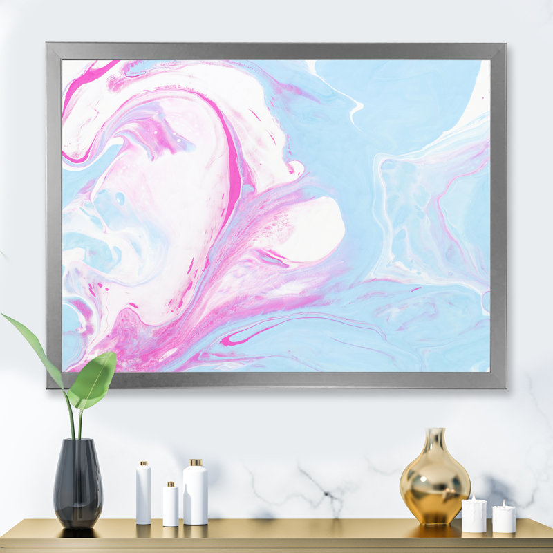 Fuchia et bleu liquide, reproduction d'art sur toile, Argent, H 44 po x l 34 po