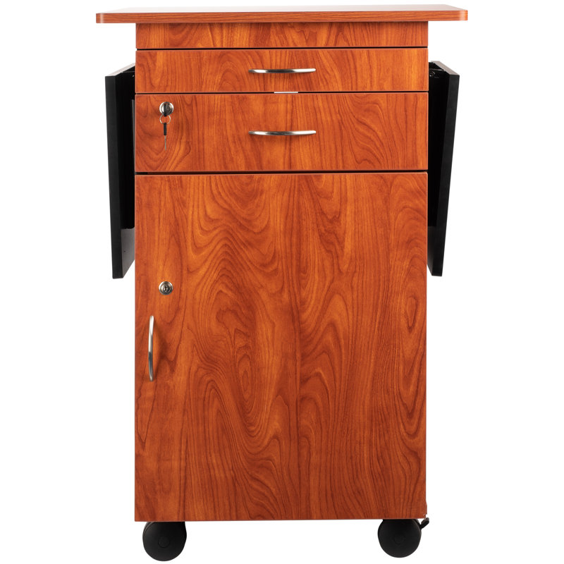 Cherry and Black Multimedia Cart with Lockable Storage