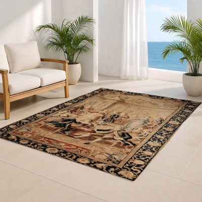 French Brown Indoor and Outdoor Area Rug