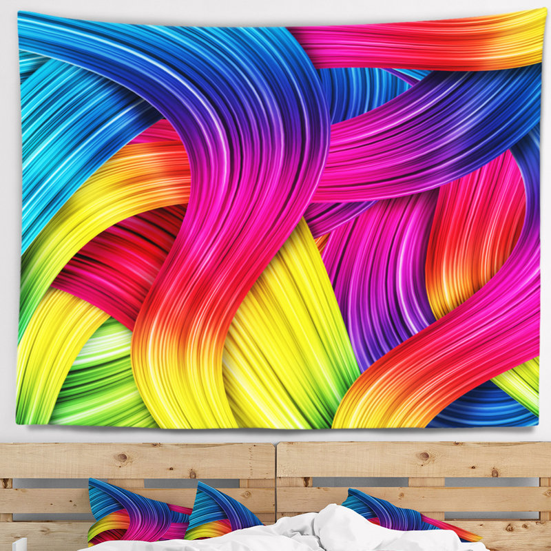 Tapisserie abstraite de l'arc-en-ciel 3d, H 32 po x l 39 po
