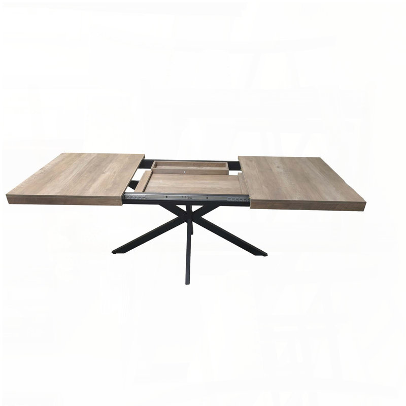 Table de salle à manger extensible rétro avec boîte de rangement Retro (55,11 po à 70,86 po, gris, 4 à 6 places), Gris