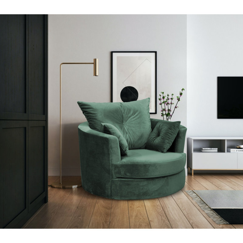 Bilbo Upholstered Swivel Barrel Chair, Teal