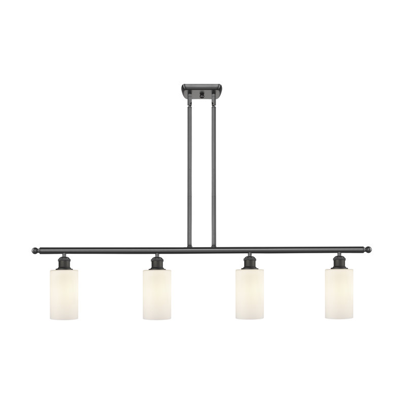 Luminaire suspendu pour îlot de cuisine 4 lumières Cloverdale, Blanc mat, Ampoule non incluse, Bronze huilé