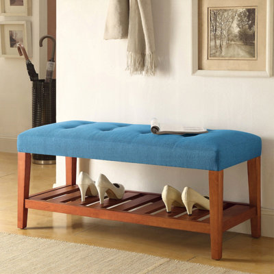 Banc rembourré en tissu avec rangement ouvert