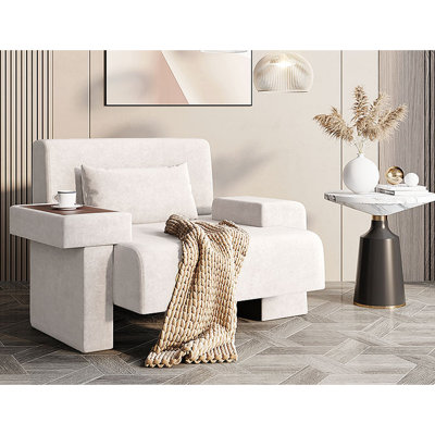 Fauteuil moderne surdimensionné de 48 po de largeur avec fauteuil rembourré, structure en bois robuste et coussin moelleux pour le salon