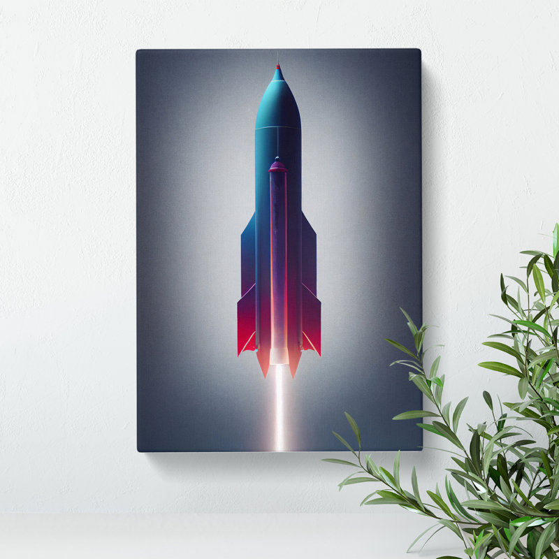 XC1022-17X A Captivating Spaceship Rocket - Wrapped Canvas Print, 50cm H x 35cm W x 3cm D