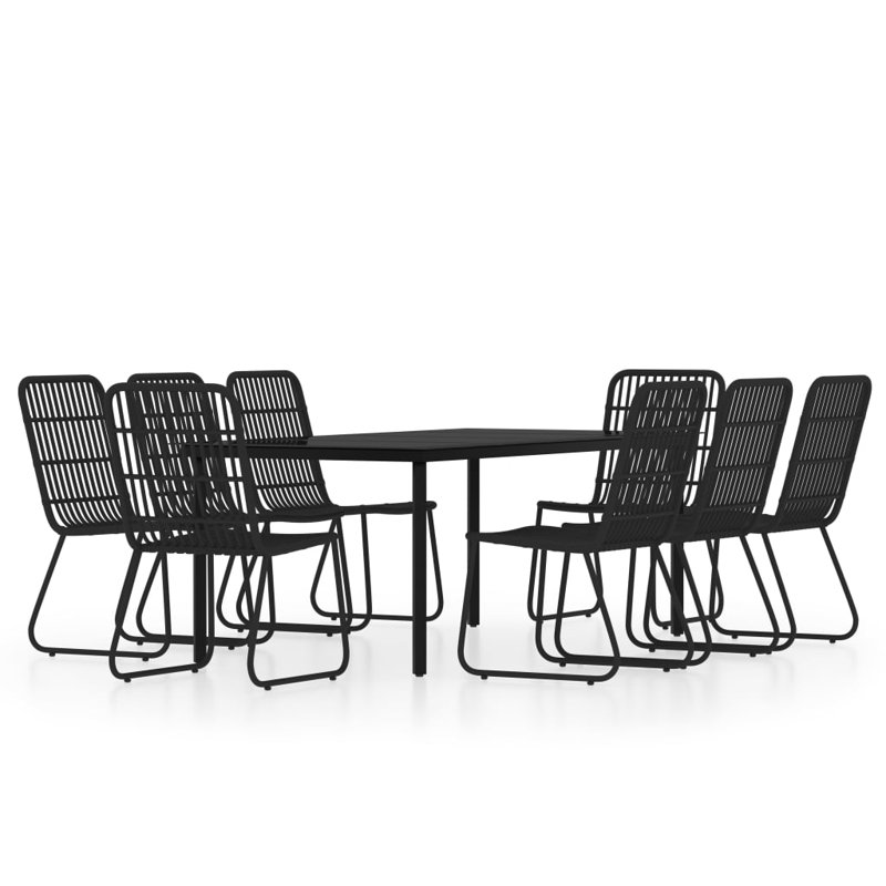 Hariklia 8 - Person Patio Dining Set with Rectangular Table, Black
