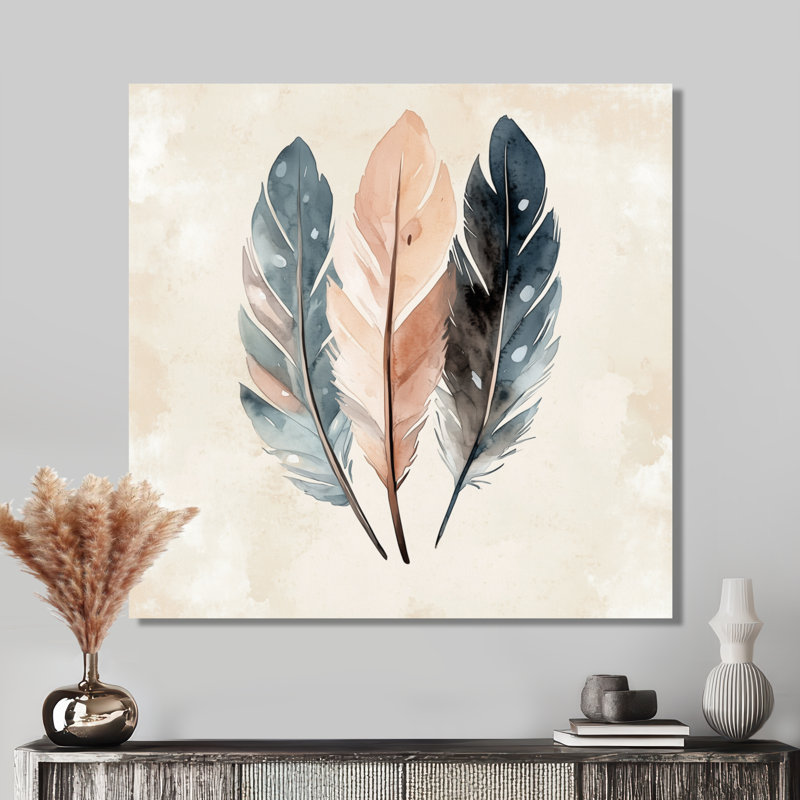 Plumes Free Spirit - décoration murale plume bohème, impression bohémienne en métal, L 36 po x H 36 po