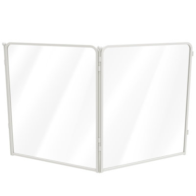 Parc d'intérieur pour chien en acrylique robuste AuraSpace Pro de FXW, structure robuste en métal, hauteur 32 po, 2 panneaux pour chiens de petite et moyenne taille, blanc