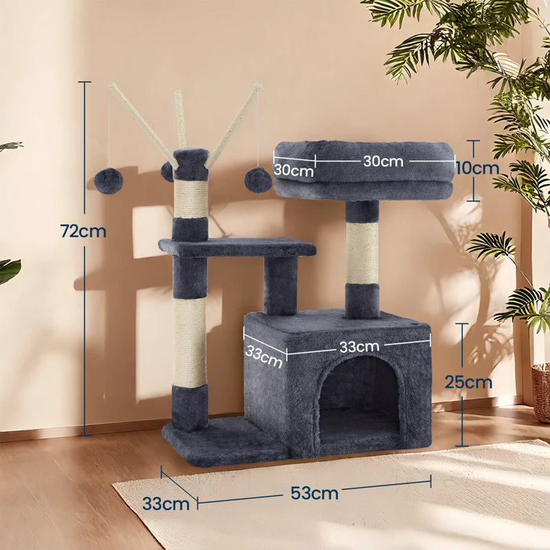 72cm H Cat Tree, Smoke Grey