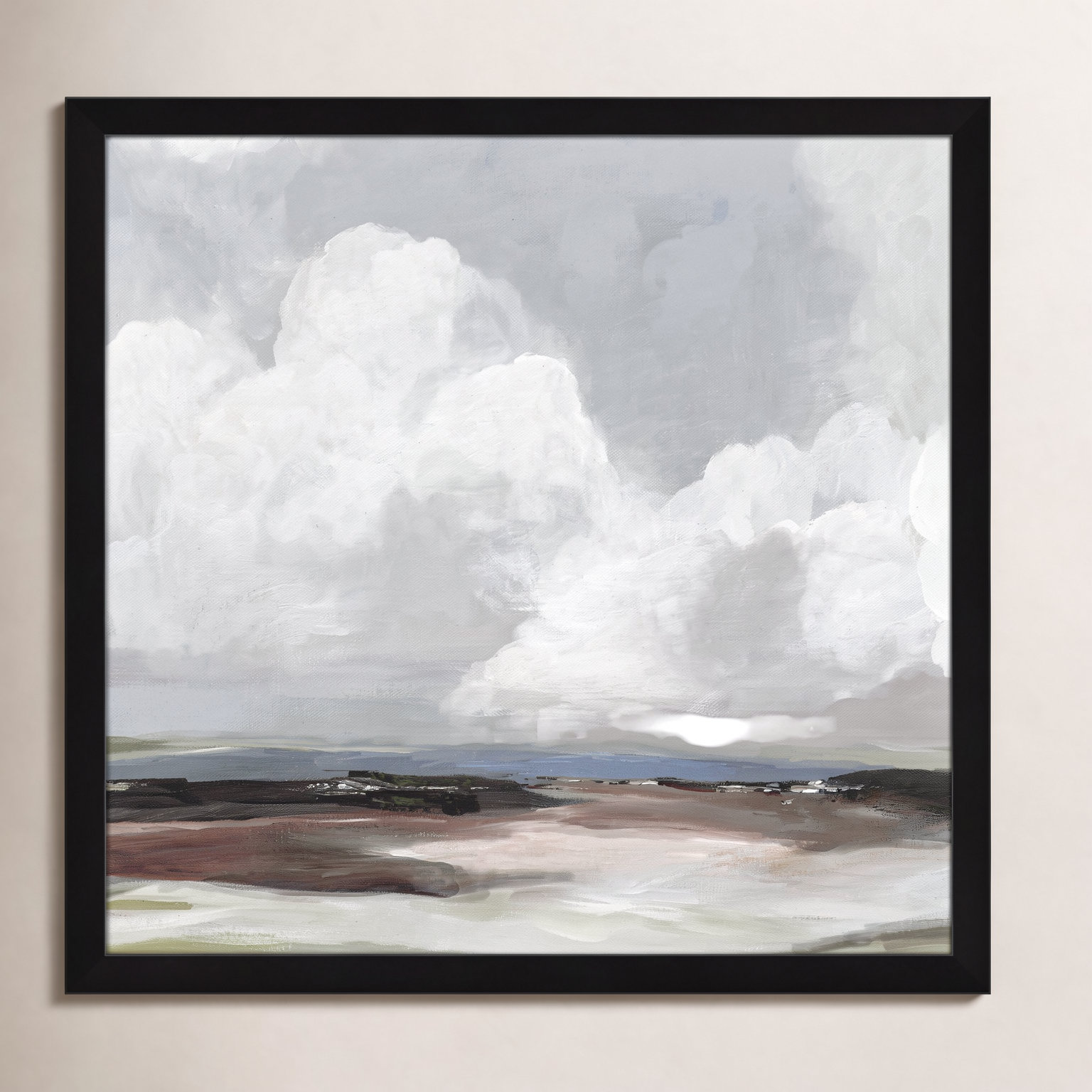 Avron "Morning Air" Painting, 28.5" H x 28.5" W x 1.12" D, Black Framed
