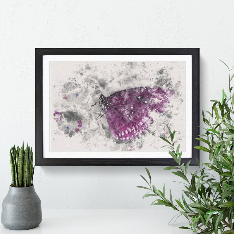 Butterfly upon a Flower - Framed Print, Black Framed, 62cm H x 87cm W x 2cm D