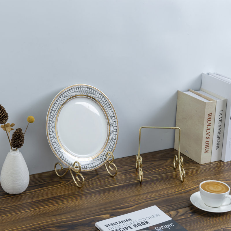 2 Piece Metal Decorative Plates Display Stand