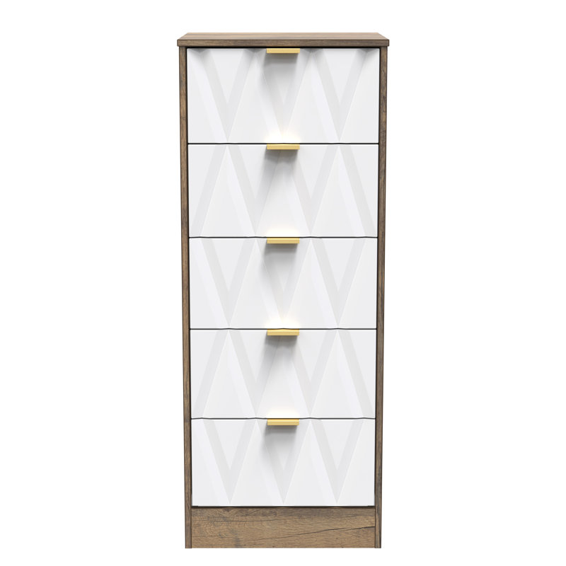 Las Vegas Bedside Table, White Matt/Vintage Oak