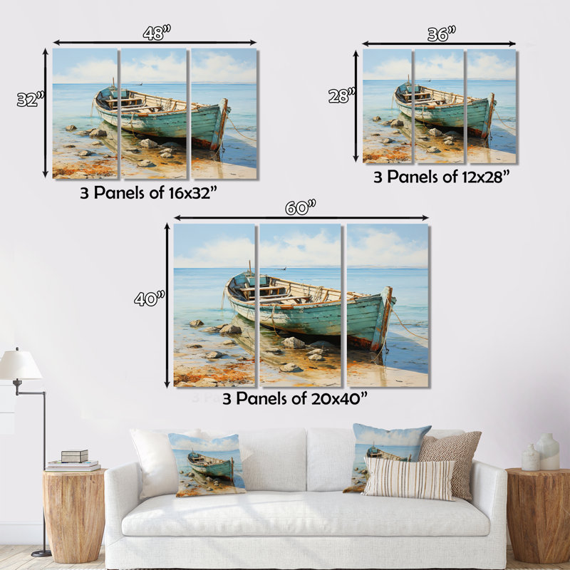 Boat Coastal Melody - Ensemble de décorations murales transport, H 28 po x l 36 po x P 1 po