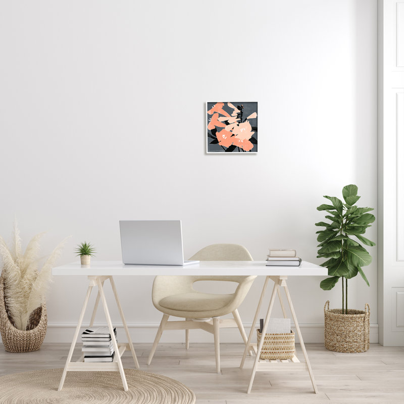 Pink Pop Lilies Over Dark Gray Canvas Print with White Frame