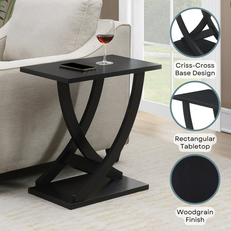 Arbri 22" W Criss-Cross Chairside End Table, Black