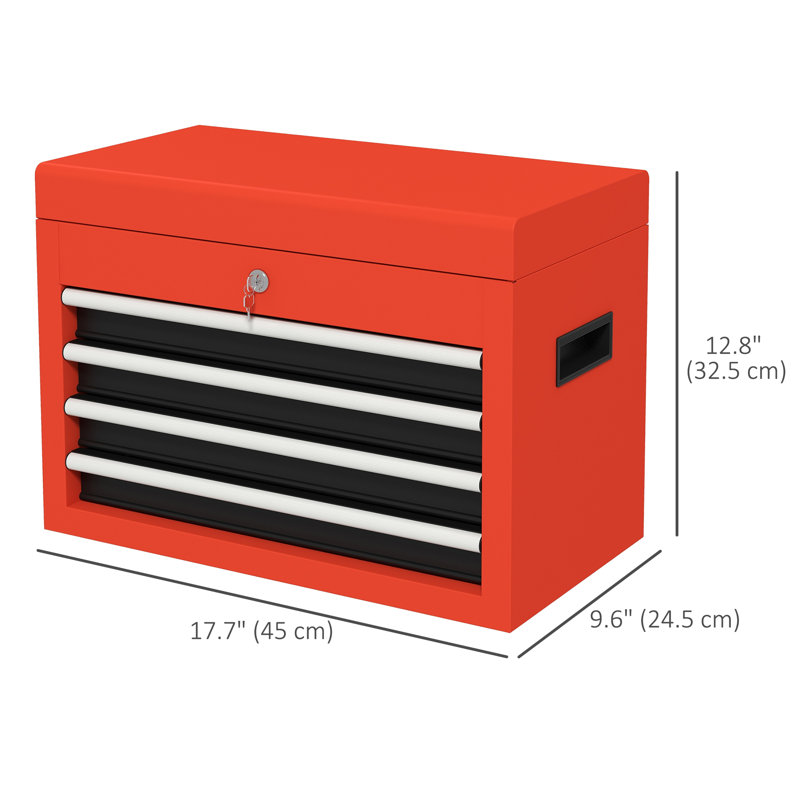 17.7" 4-Drawer Tool Box Lockable Steel Tool Chest with Latch and Keys