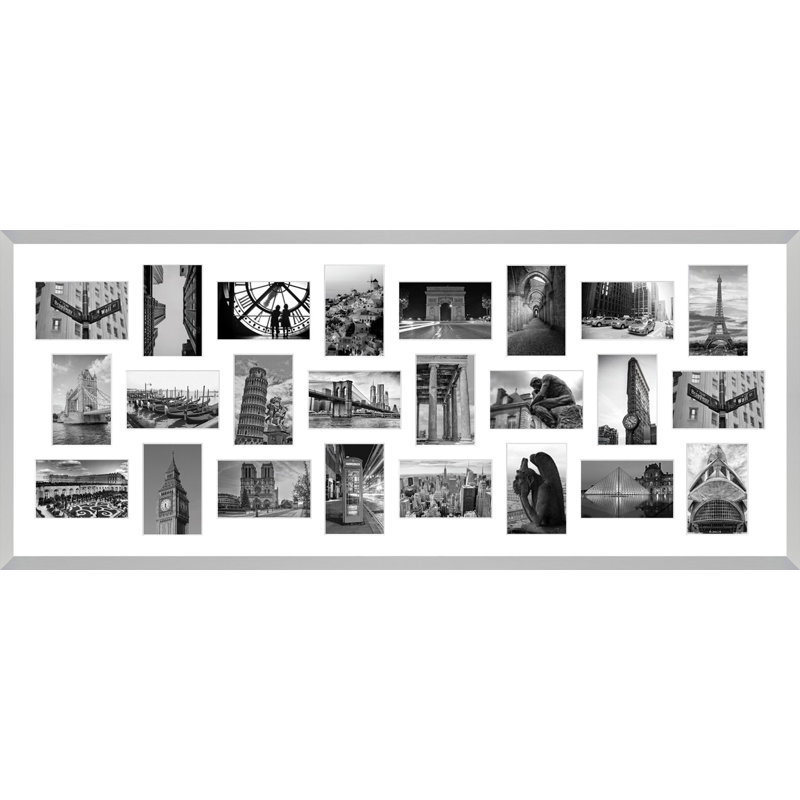 Lanni Wood Picture Frame with Mat, Silver