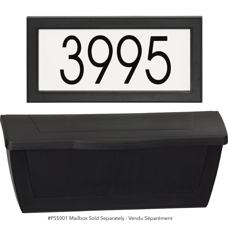 Plaque d'adresse murale rectangulaire sur 1 ligne, Noir/blanc