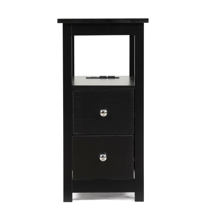 Table d'appoint noire avec charge - Espace pour le salon de la chambre à coucher