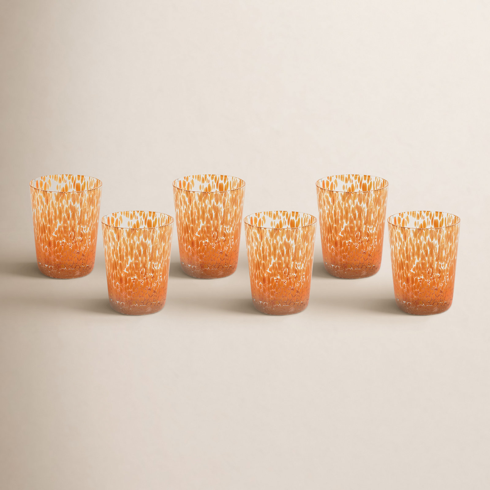 Buck Speckled Glass Tumblers, Set of 6, Orange