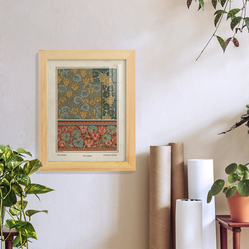 Nouveau Decorative I, reproduction d'art encadrée, H 11 po x l 9 po x P 1 po, Naturel
