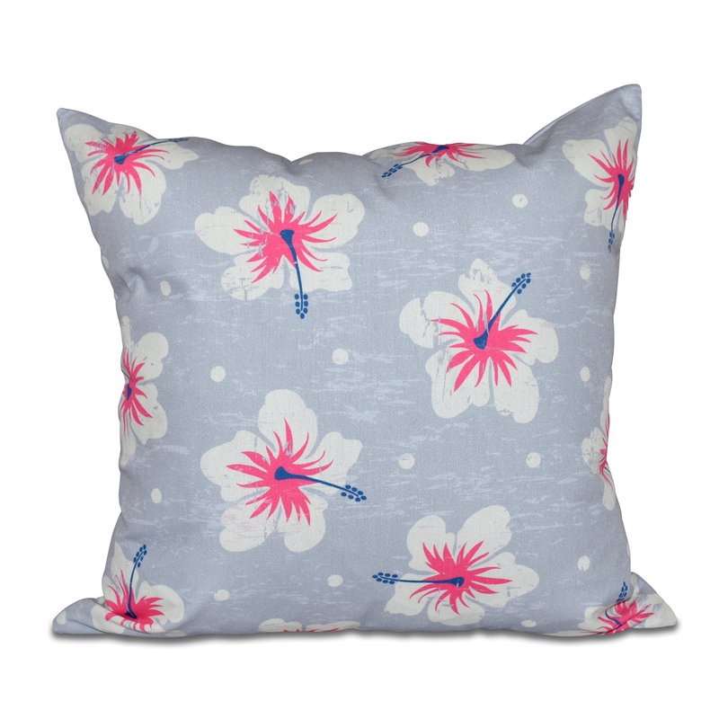 Housse et insert de coussin Hibiscus Blooms, H 20 po x l 20 po, Gris