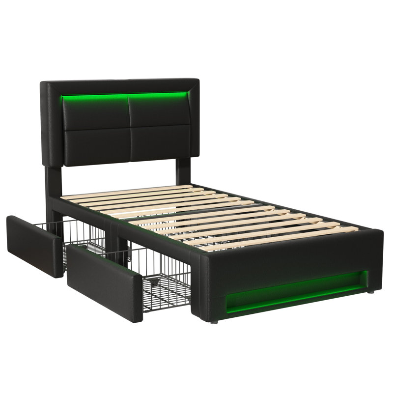 Dawsyn Upholstered Ottoman Storage Bed, Single (3'), Black