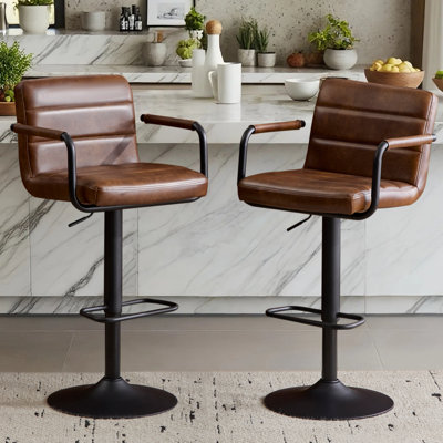 Swivel Adjustable Height Bar Stool (Set of 2) by 17 Stories