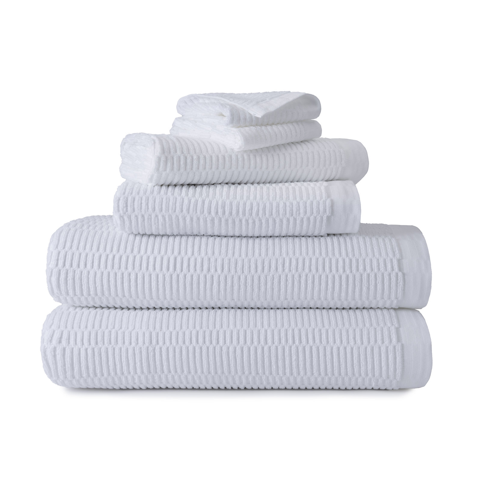 Geometric Cotton Hand Towel, White