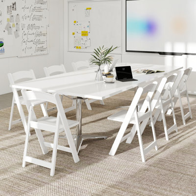 Ensemble de 4 chaises pliantes avec dossier incurvé et siège rembourré, chaises pliantes en PP pour salle de réunion / fête / hôtel / jardin, capacité de poids de 500 lb