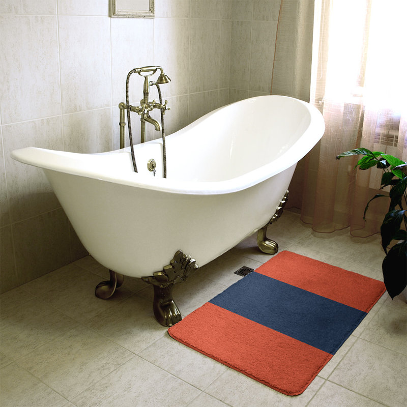 Tapis pour salle de bain Houston, l 21 po x L 34 po, Orange / milieu bleu marine